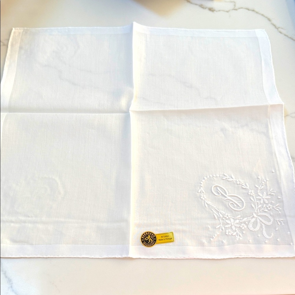 White Monogrammed Handkerchief